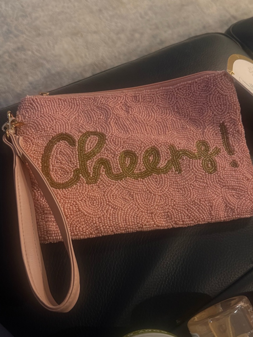 House of Harlow 1960 “Cheers!” Beaded Travel Pouch Wristlet Blush NWT - Picture 7 of 7